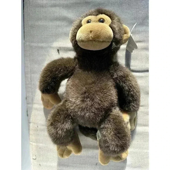 Vintage 2001 Cuddle Zone Plush Monkey Realistic Soft Furry Brown NWT - Picture 2 of 5